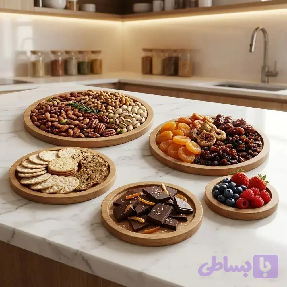سینی چوبی 5 عددی دایره 0106 — تصویر 1