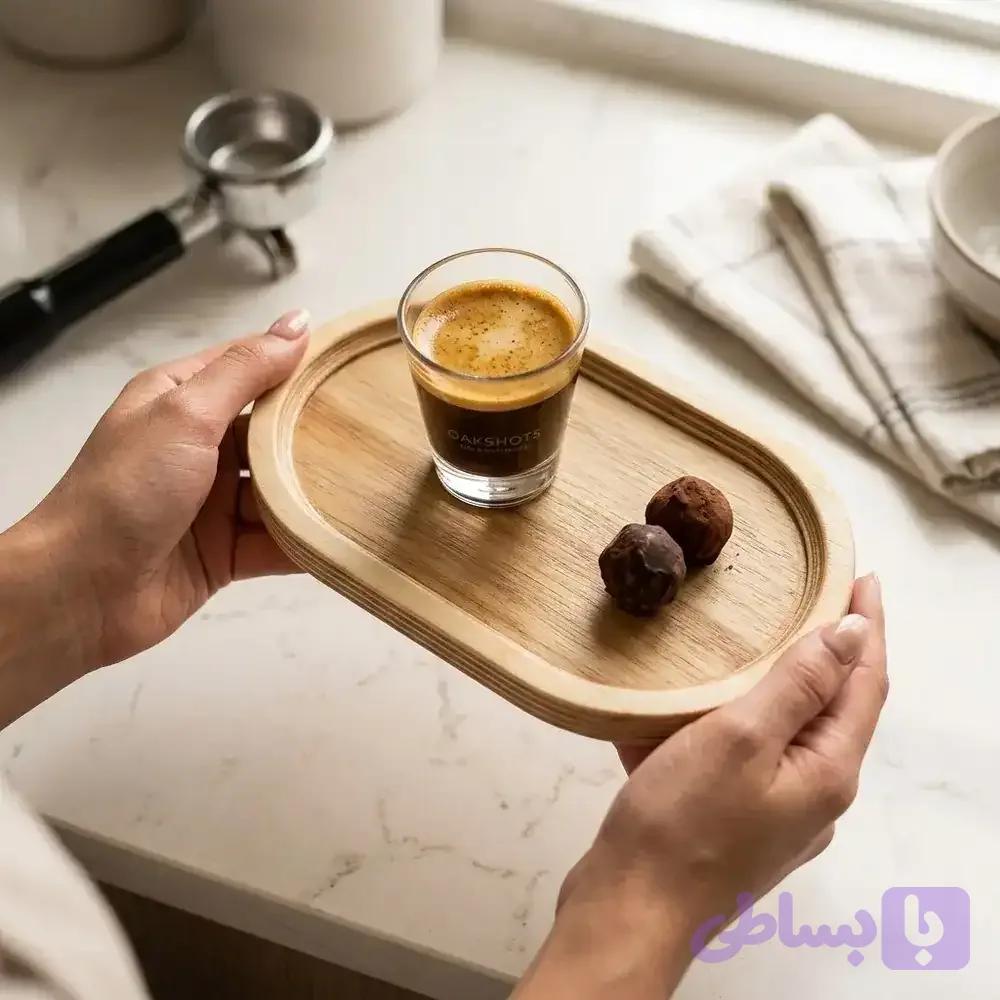 سینی سرو چوبی بیضی کافی شاپی 074 — تصویر 1