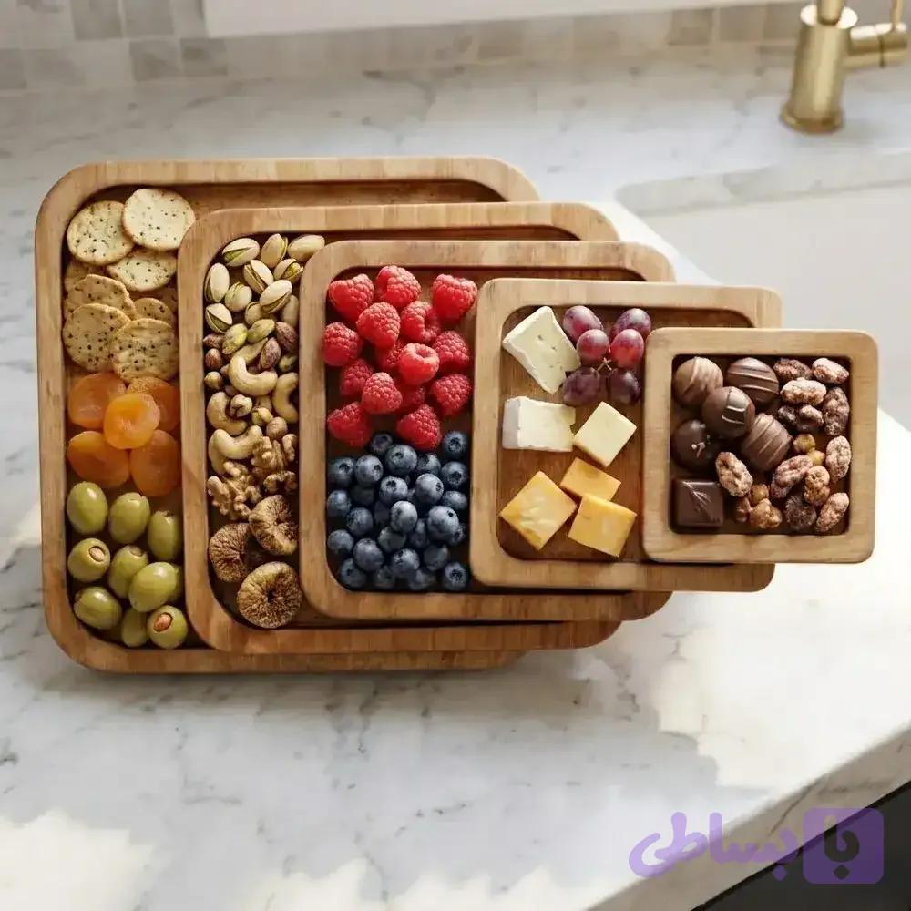 سینی چوبی 5 عددی مربع 0105 — تصویر 1