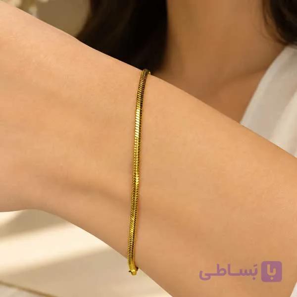 دستبند طلا تیغ ماهی | نماد هارمونی و جریان بی‌پایان