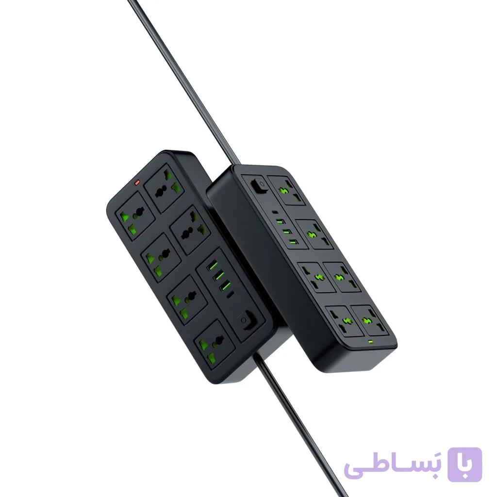 چندراهی برق Porodo Blue مدل 6Universal Sockets Power Strip 3M — تصویر 1