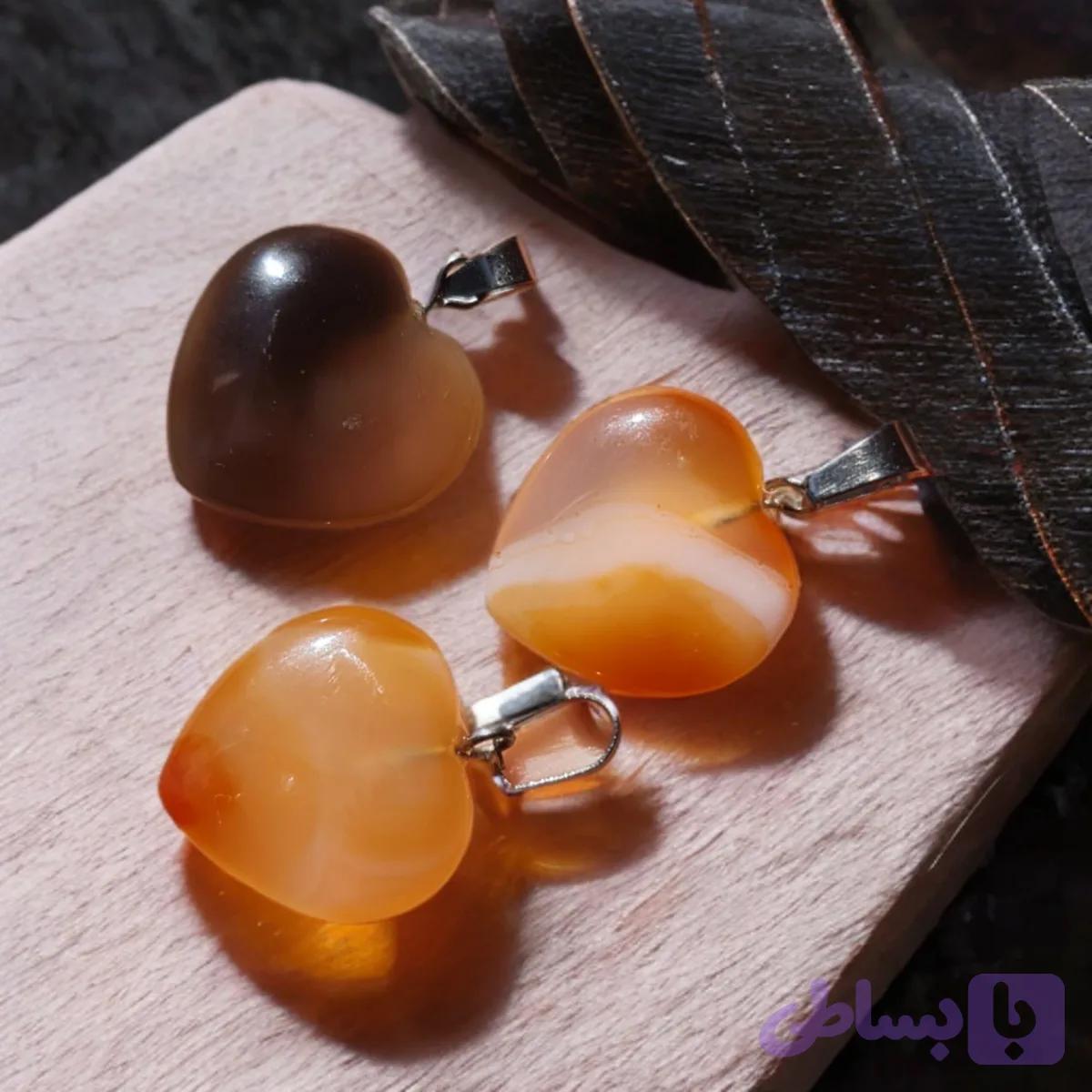 آویز گردنبند سنگ عقیق قلب