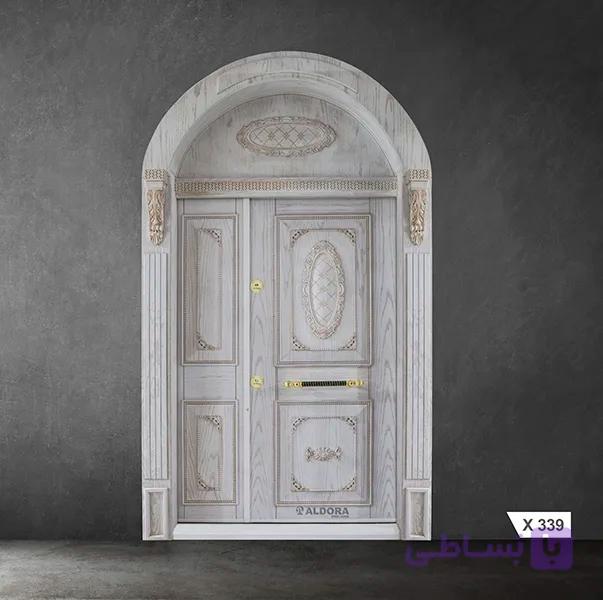 درب ضدسرقت سوپر برجسته لوکس دو لنگه آلدورا روکش بلوط X2-339