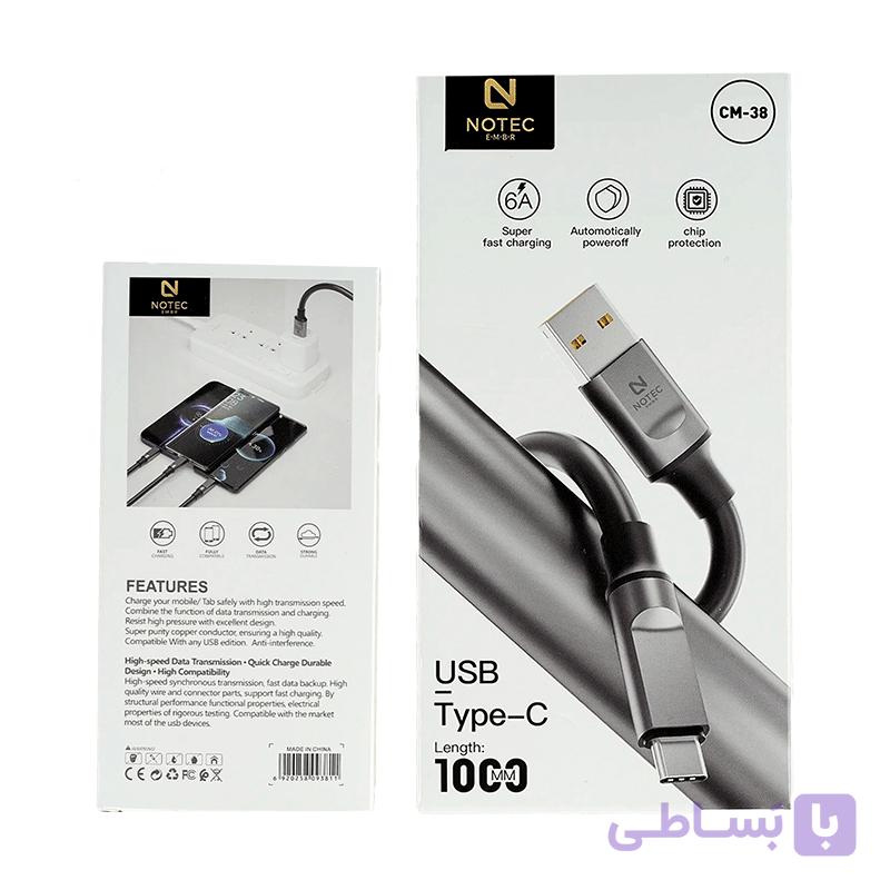 کابل شارژر تایپ سی برند نوتک مدل CM-38 فست شارژ — تصویر 1