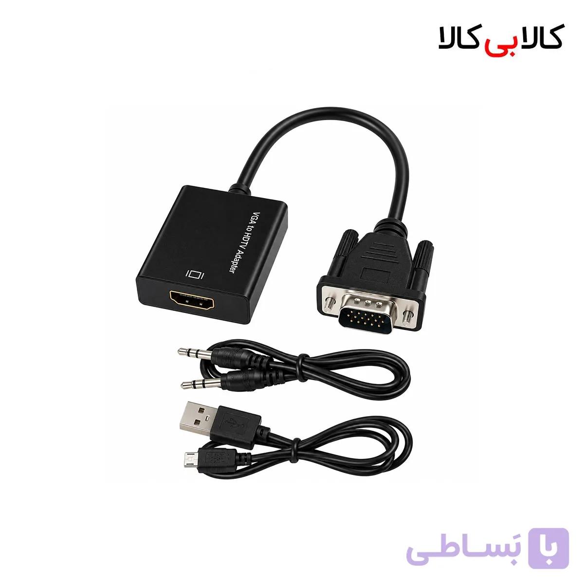 مبدل VGA به HDMI (وی جی ای به اچ دی ام آی) برق‌ دار به همراه کابل صدا — تصویر 1