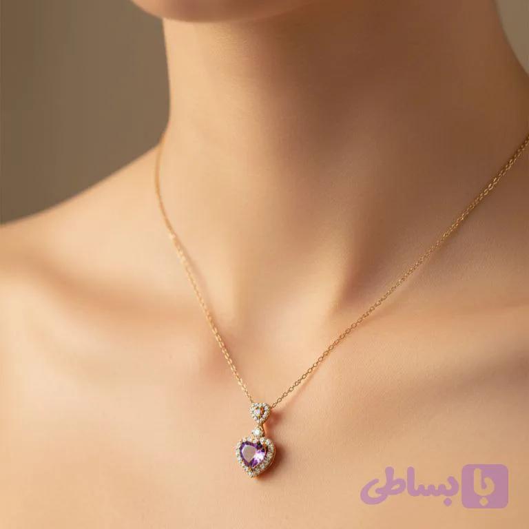 گردنبند قلب نگینی