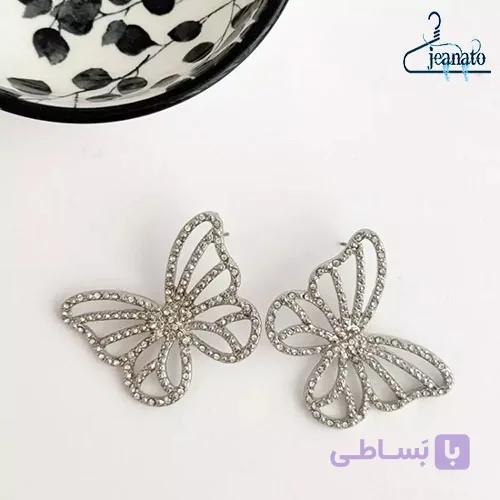 گوشواره نگینی پروانه I AM | اروپایی، ضدحساسیت و ترندی برای استایل مهمانی — تصویر 1