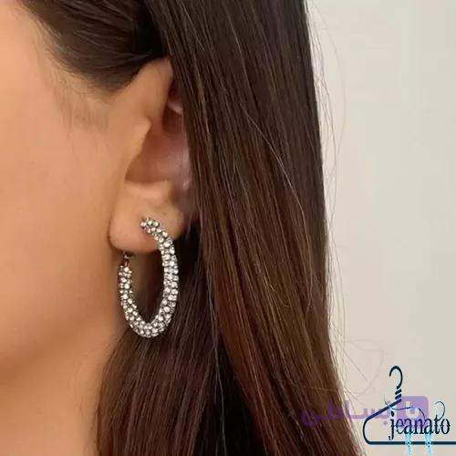 گوشواره نگین دار حلقوی آی ام I AM | اروپایی و شیک