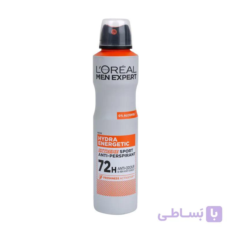 اسپری ضدتعریق مردانه لورآل مدل Hydra Energetic_L’Oréal Men Expert Hydra Energetic Anti-Perspirant Deodorant Spray