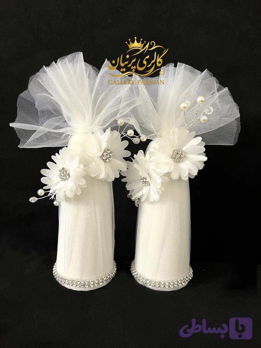 قندساب عقد گل سفید نگین سنگ کد ۰۰۲
