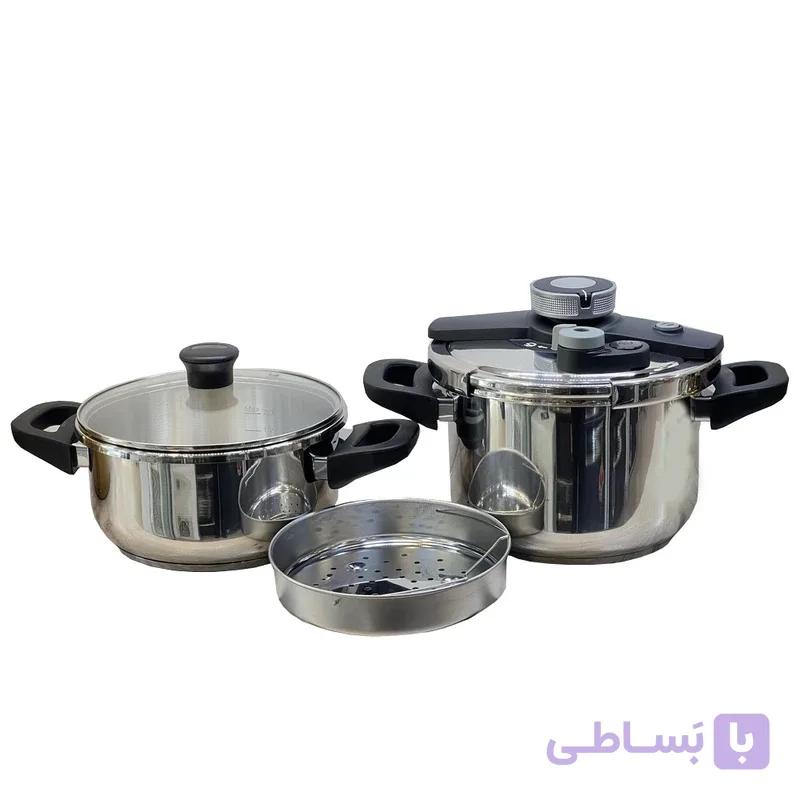 زودپز دوقلو یونیک پرو | استیل مقاوم، ایمنی بالا و پخت سریع — تصویر 1