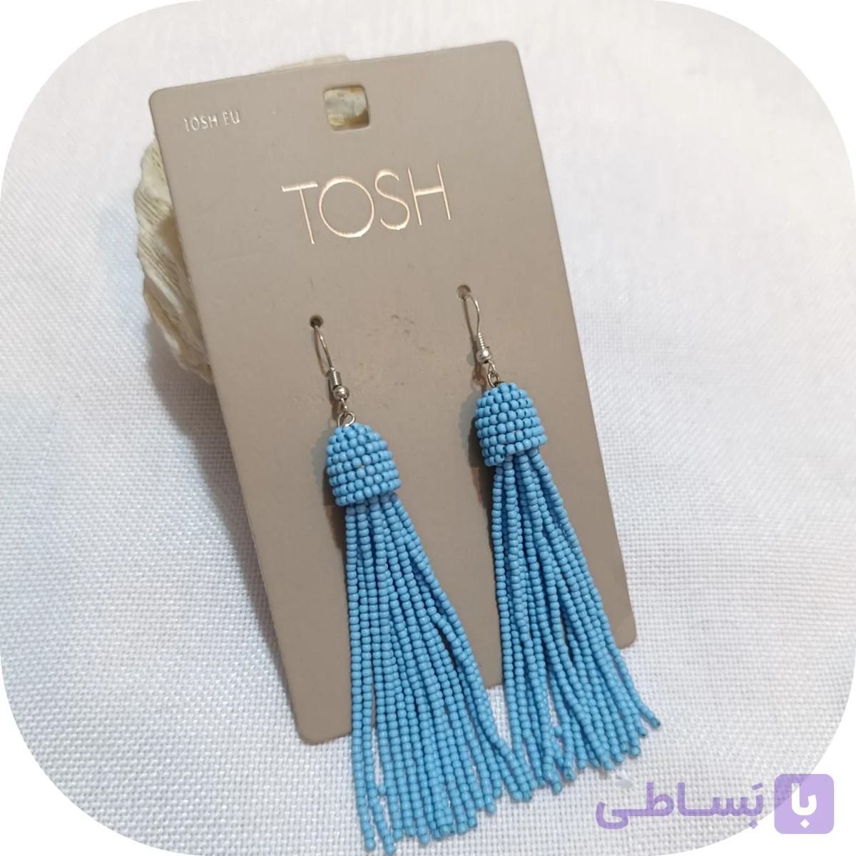 گوشواره آویز طرح منجوقی تک رنگ برند tosh