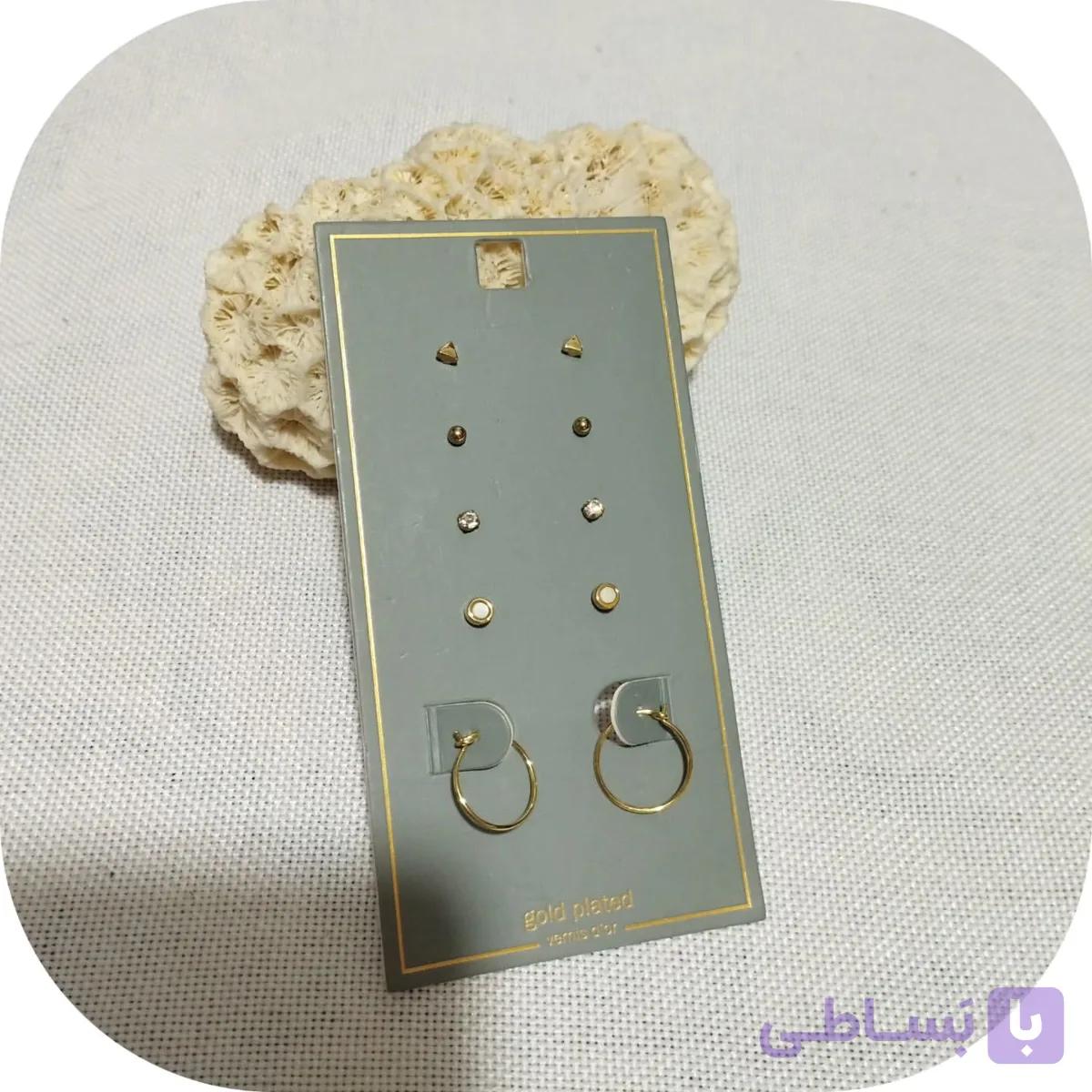 گوشواره میخی آبکاری طلا برند اروپایی