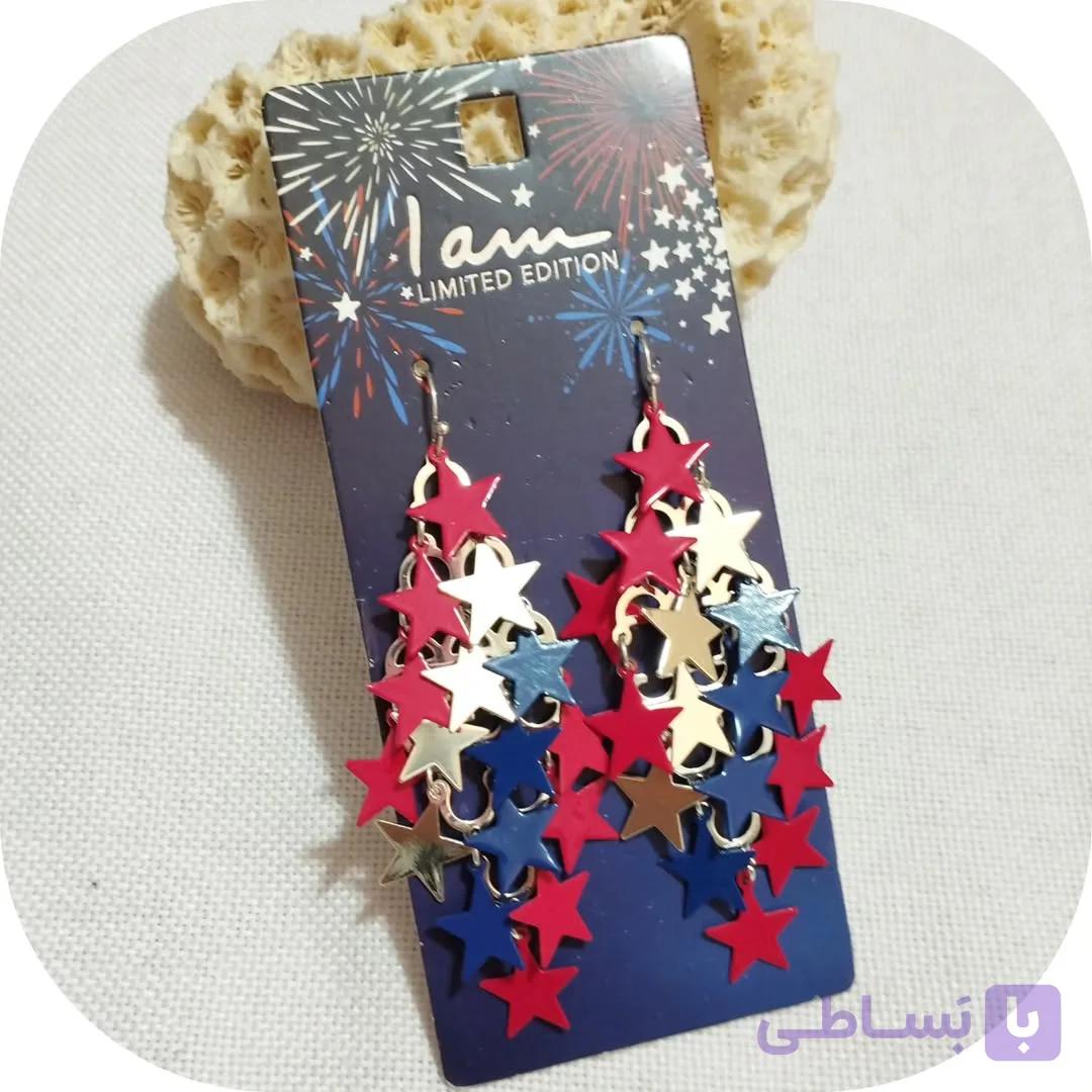 گوشواره آویز طرح ستاره ۳ رنگ برند I am