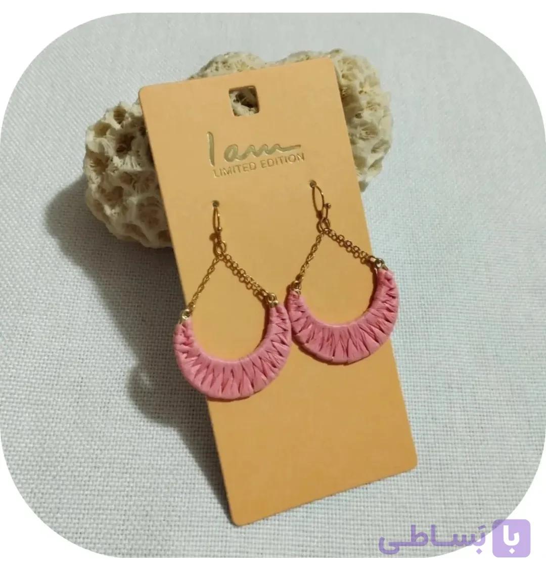 گوشواره آویز طرح حصیری برند I am