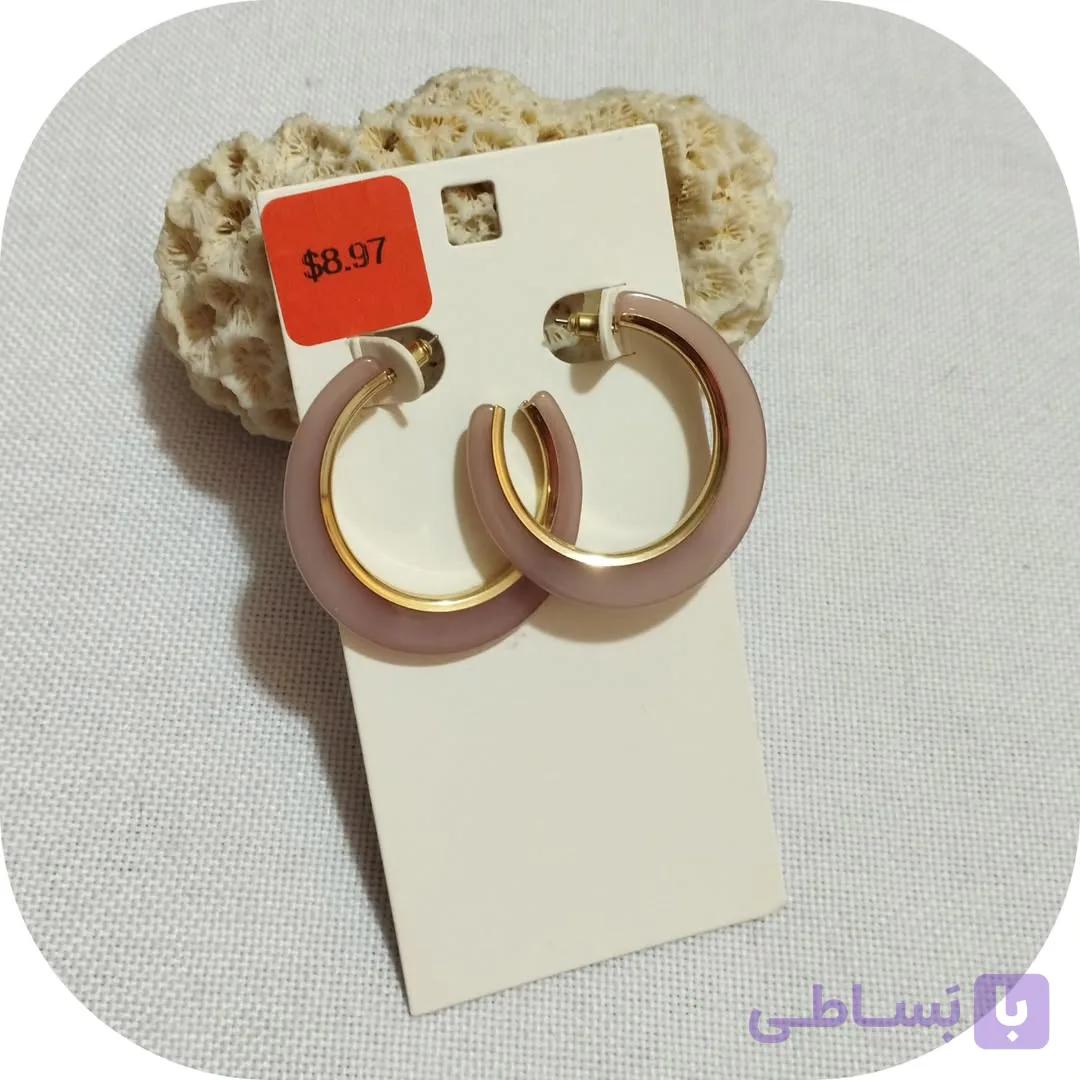 گوشواره نیم حلقه و حلقه ای طرح رزین برند اروپایی