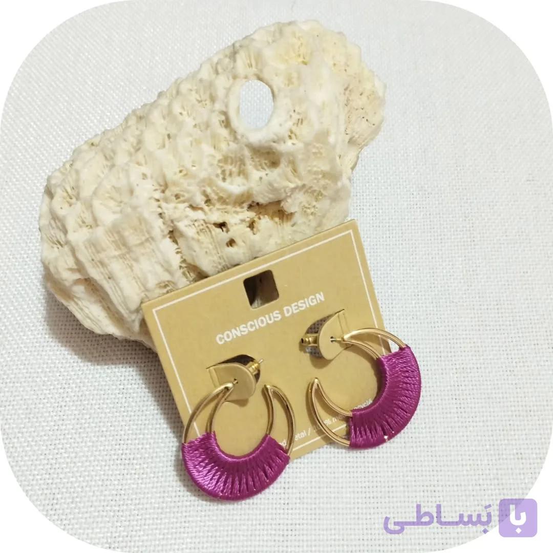 گوشواره نیم حلقه ابریشمی برند اروپایی