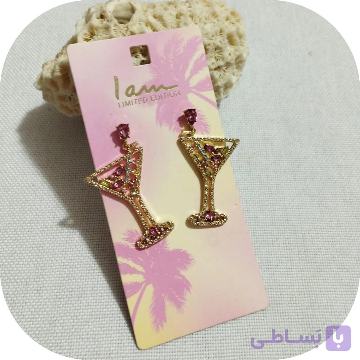 گوشواره میخی نگیندار نگین باگتی در ۲ طرح برند I am