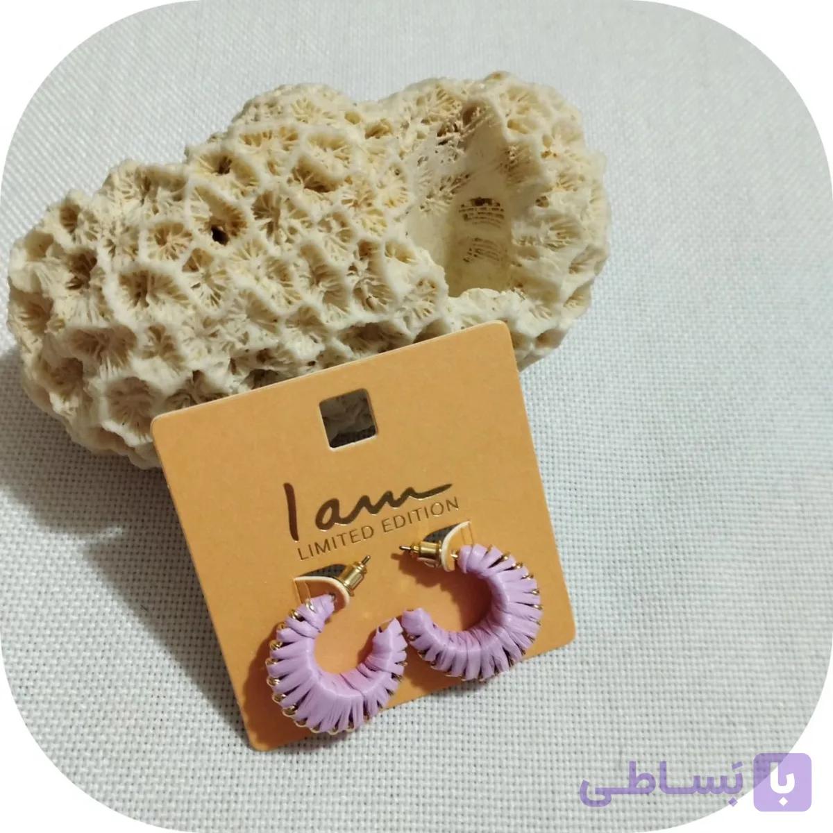 گوشواره نیم حلقه طرح کنفی تک رنگ برند I am