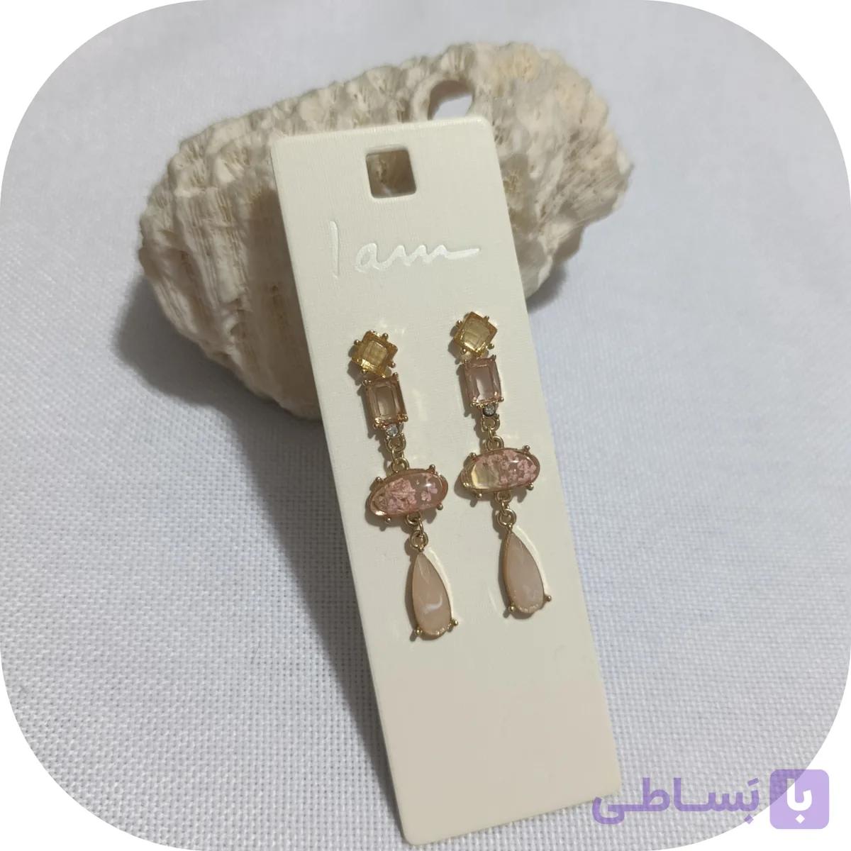 گوشواره میخی ترکیب رزین و سنگ برند I am