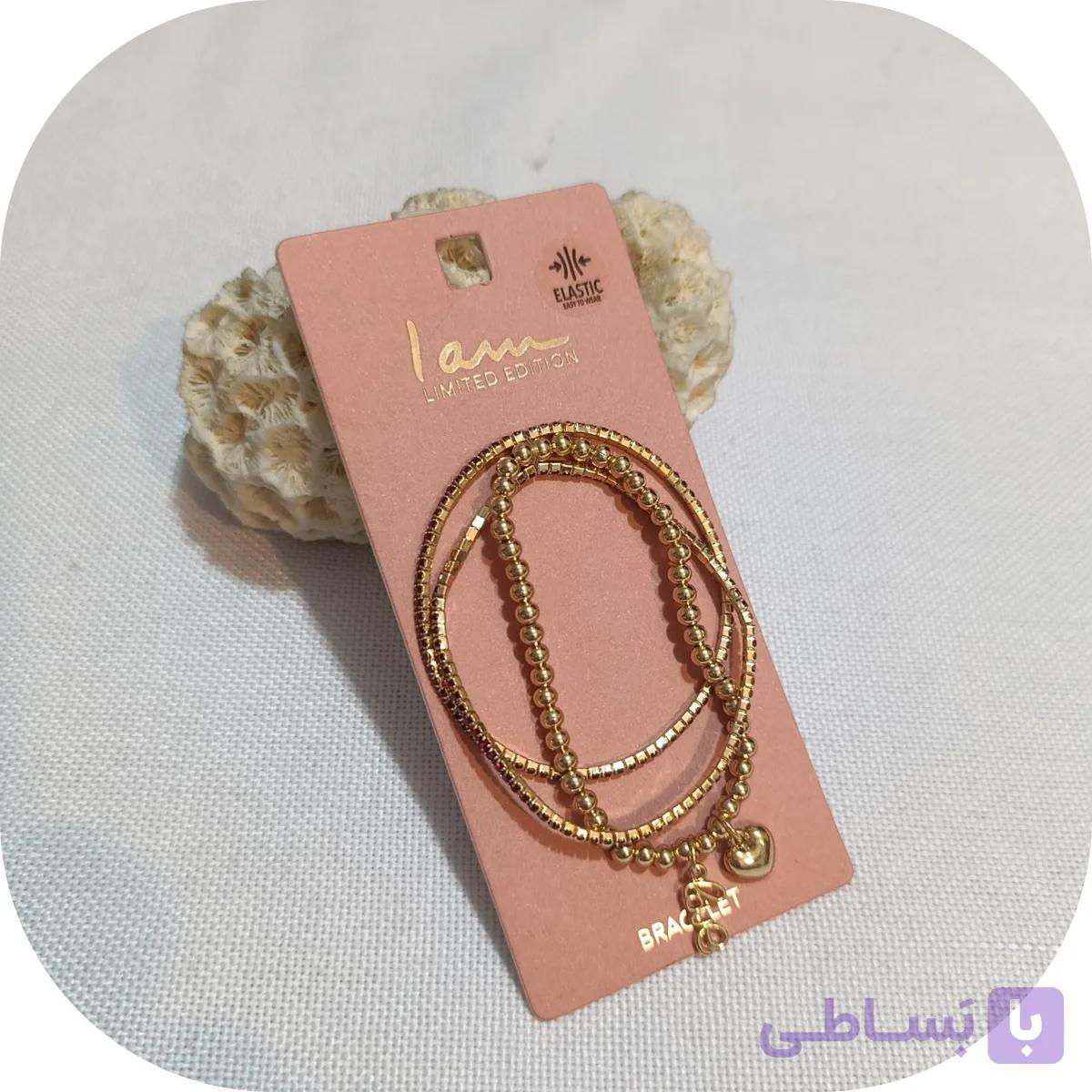 دستبند کشی طرح طلا و نگیندار برند I am