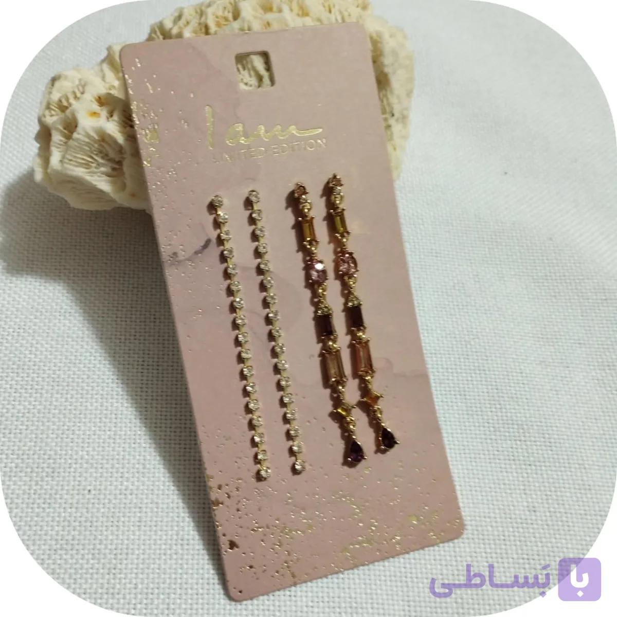 گوشواره آویز نگیندار برند I am ضد حساسیت