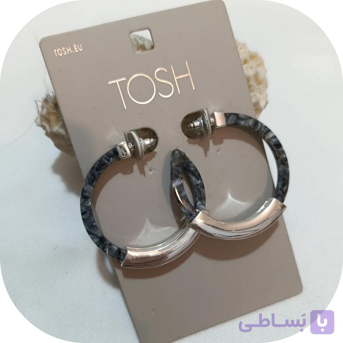 گوشواره نیم حلقه طرح پلنگی تک رنگ برند tosh