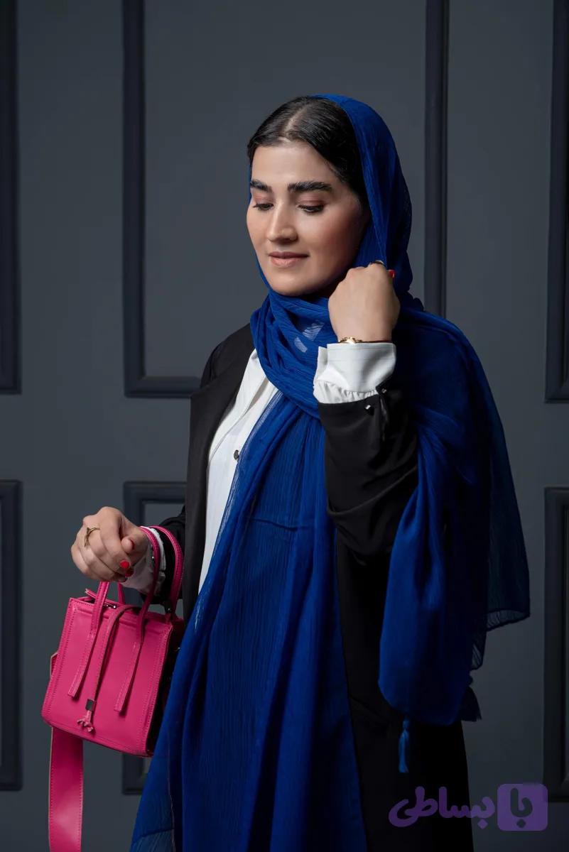 شال حریر میله ای ساده