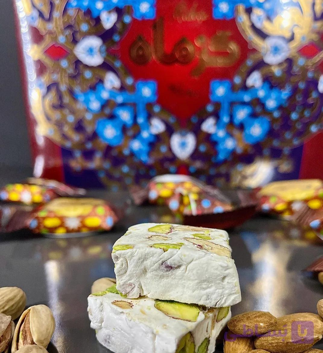 گز لقمه ای مخلوط پسته و بادام ماه (44 درصد انگبینی) — تصویر 1