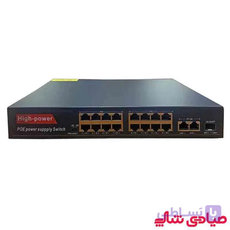سوئیچ شبکه 16 پورت PoE سیماران مدل SM-LC162P-SF