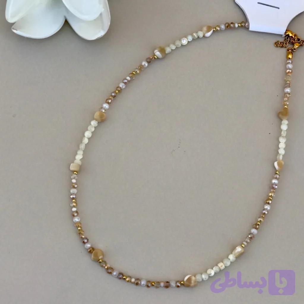 گردنبند سنگی خاکی رنگ — تصویر 1