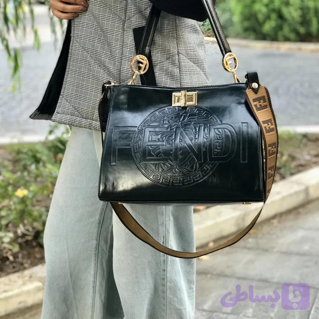 کیف دستی زنانه مشکی بزرگ زنجیردار مدل فندی 980 — تصویر 1
