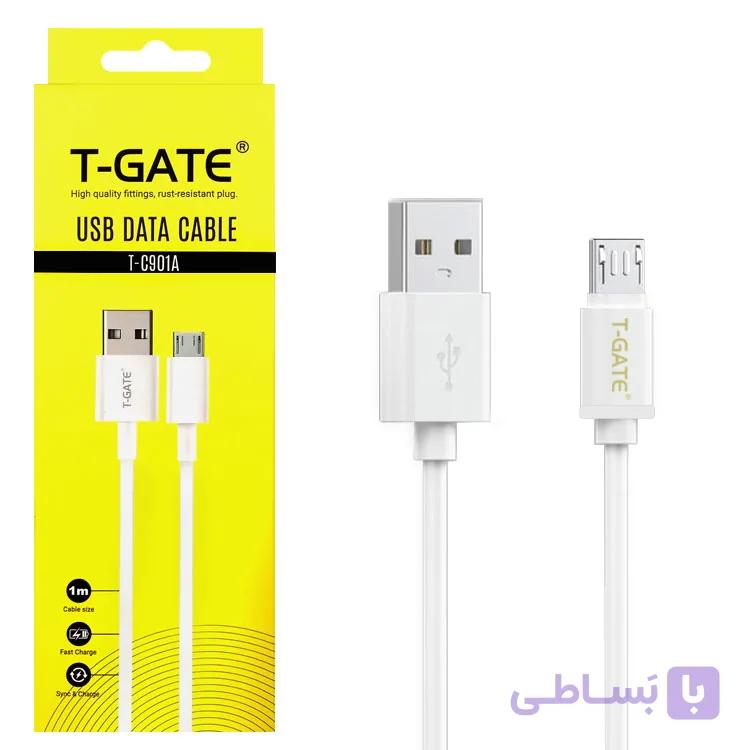 کابل دیتا و شارژ اندروید T-GATE مدل 901 سفیدT-GATE 901 white Android charging and data cable