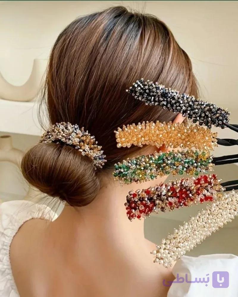 باندفرشاخه نباتی تمام نگین کریستالی از برند BMB — تصویر 1