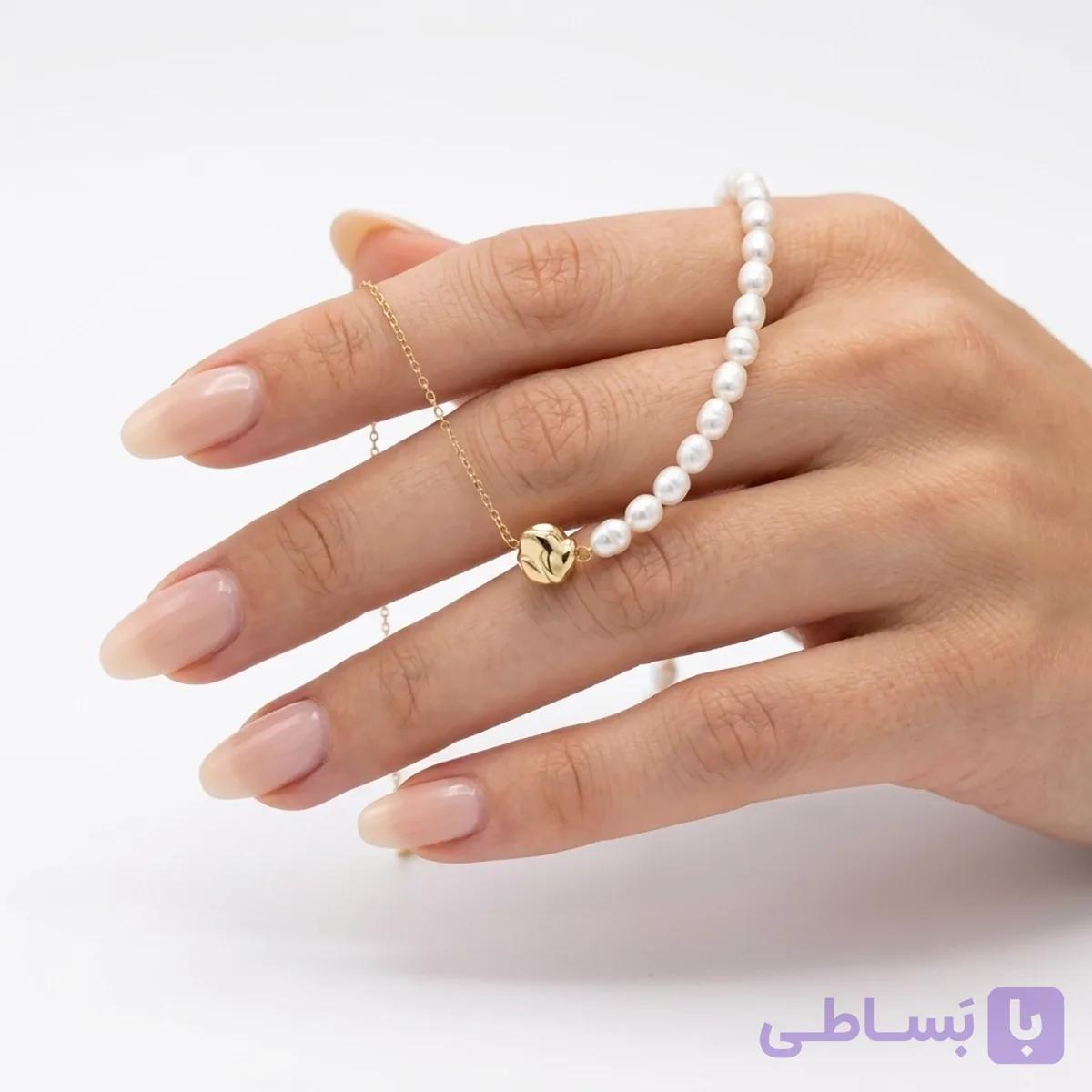 گردنبند طلا مروارید و دانه طلای ناریا — تصویر 1