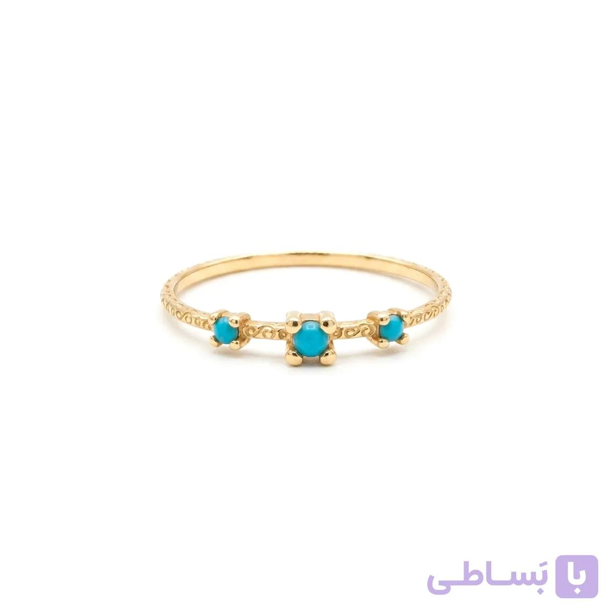 انگشتر طلا مینیمال یارا سه نگین — تصویر 1