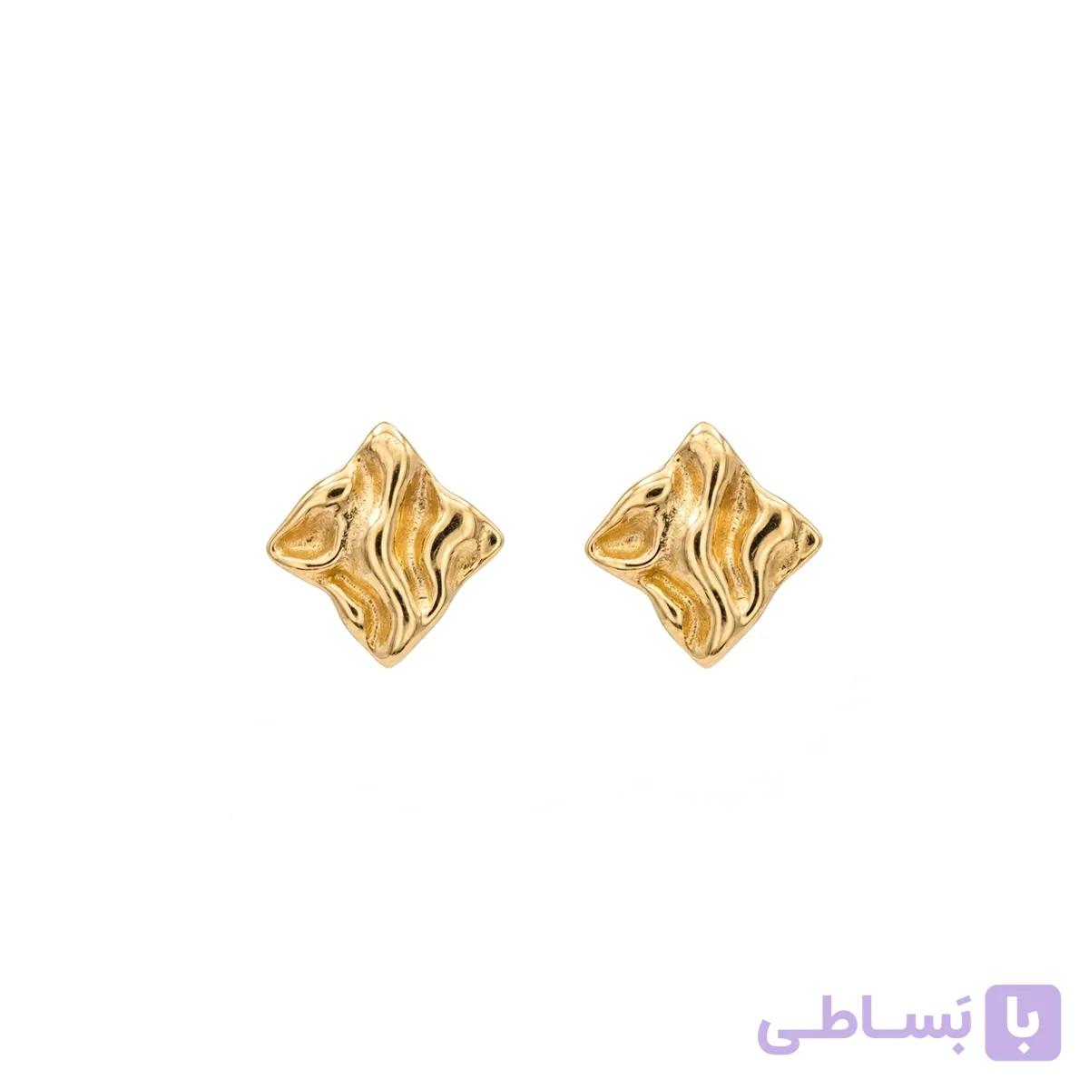 گوشواره طلا مربع مواج مینی — تصویر 1