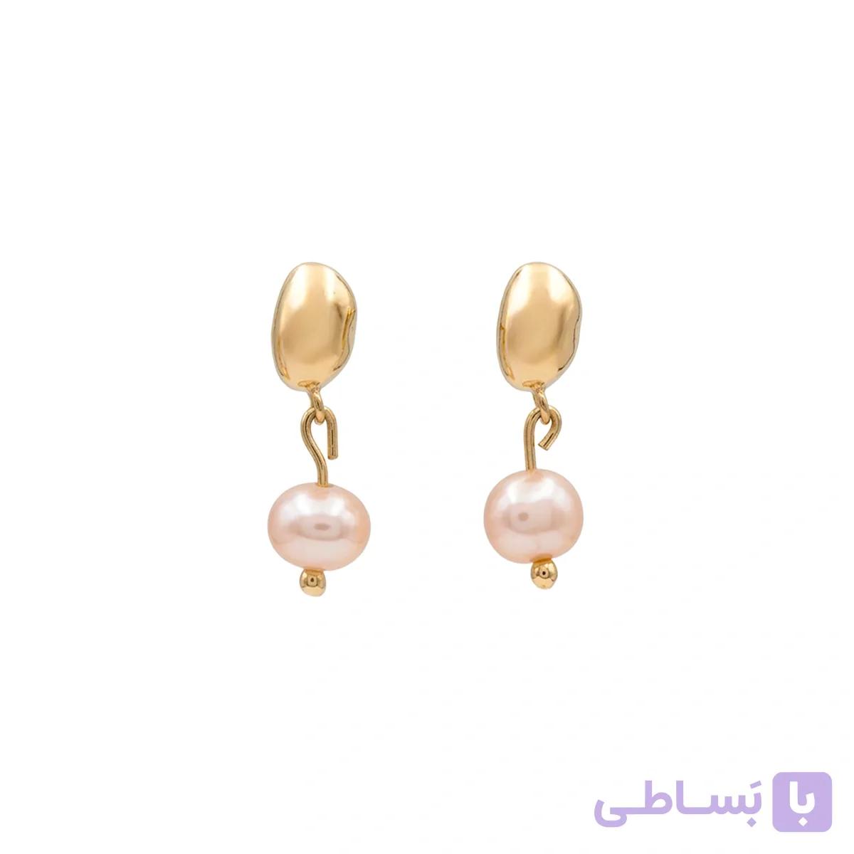 گوشواره طلا باروک ناریتا مروارید صورتی — تصویر 1
