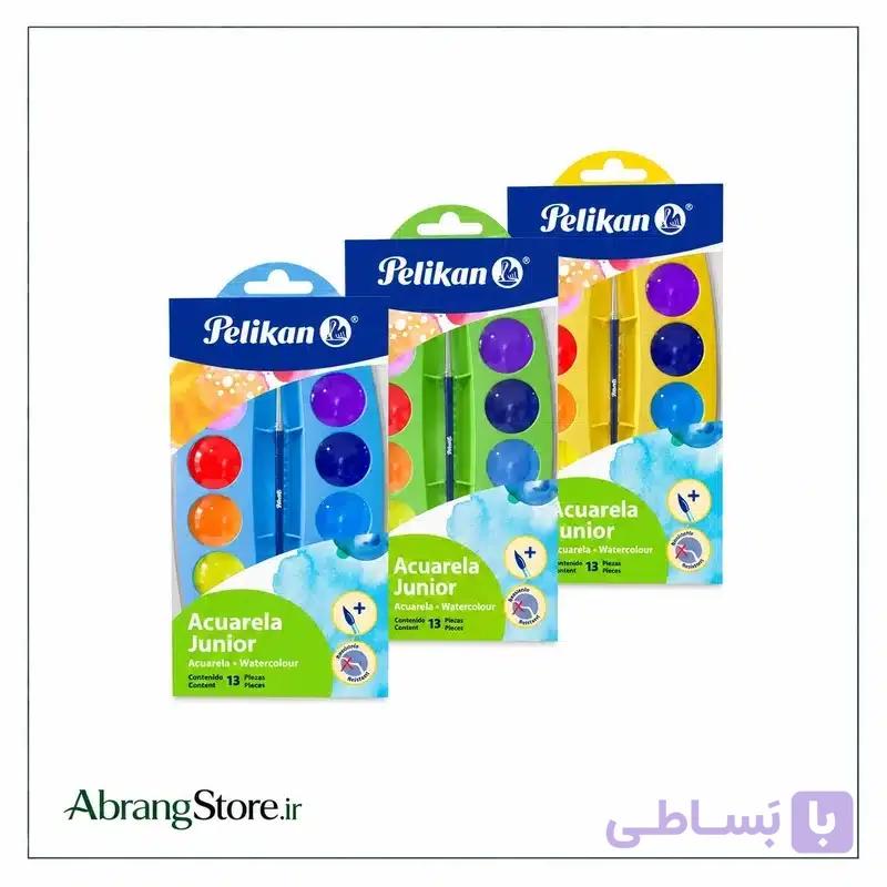 آبرنگ ۱۲ رنگ پلیکان مدل Junior  پاستلی همراه قلم‌مو | Pelikan Junior Watercolour — تصویر 1