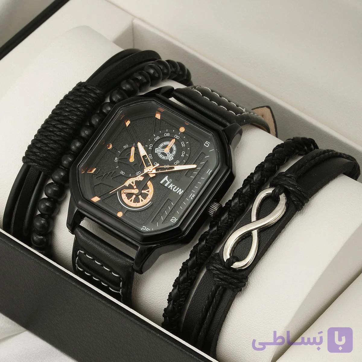 ست ساعت مچی مردانه کوبیک همراه با 4 دستبند