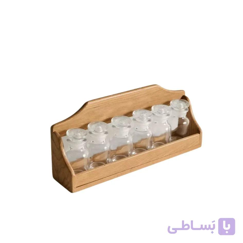 جای ادویه چوبی با ظرف های شیشه ای زاراهوم zara home — تصویر 1