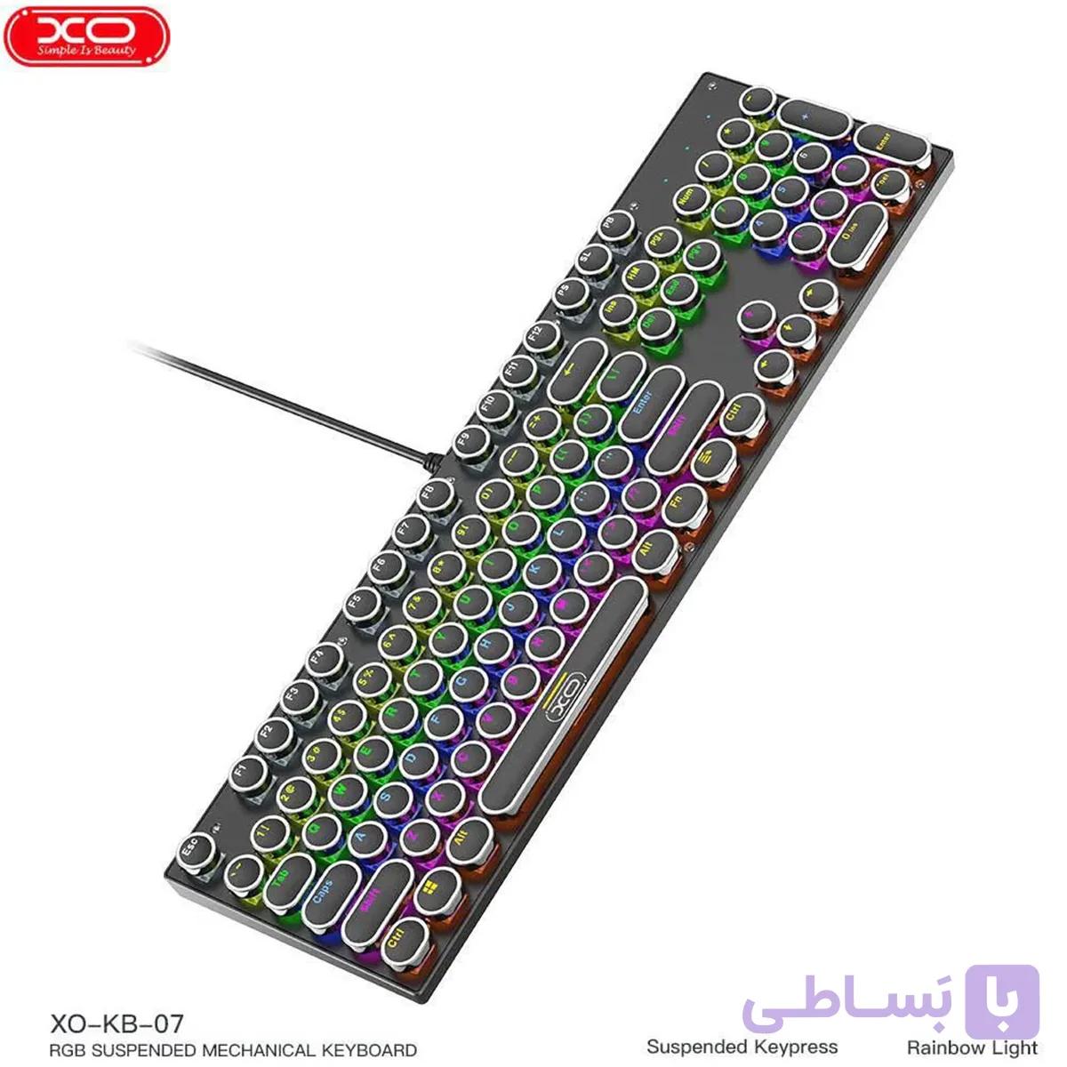 کیبورد مکانیکی سیمی ایکس او XO مدل KB-07 با نور RGB
