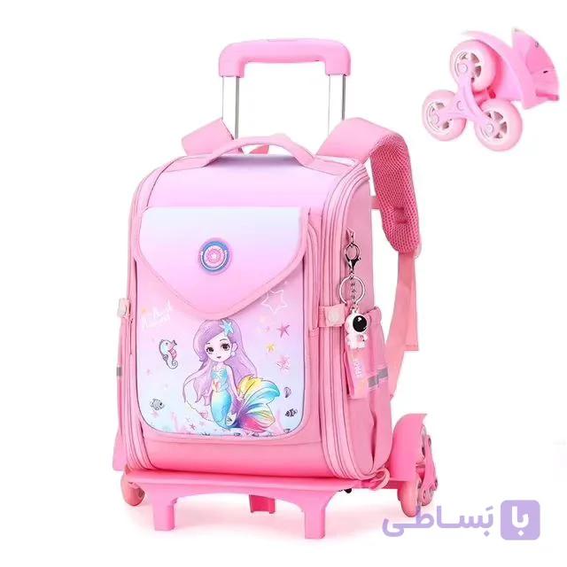 کیف کوله پششتی چرخدار طرح پری دریایی مناسب مدرسه