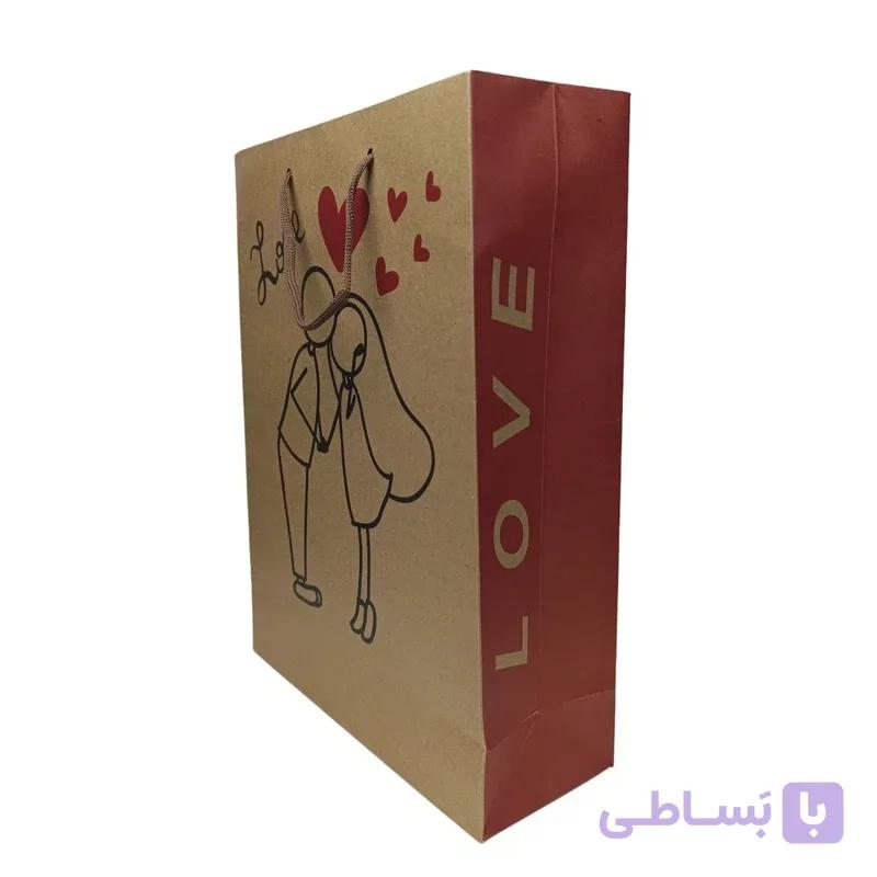 پاکت کرافت هدیه مدل love سایز 38*24*10بسته 6 عددی — تصویر 1