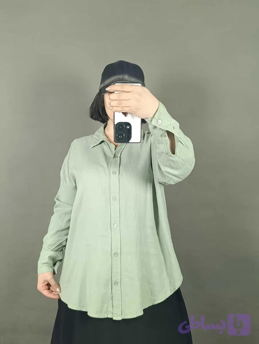 شومیز مانتویی لینن کد 13571 — تصویر 1