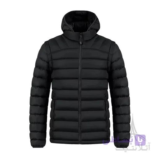 کاپشن مردانه شمعی وارداتی پافرشو ضدآب طرح پر — تصویر 1
