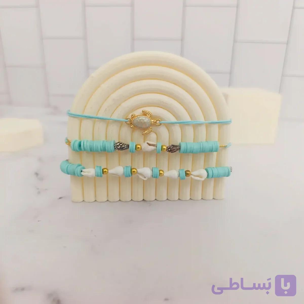 دستبند سه لاین صدفی و لاکپشت — تصویر 1