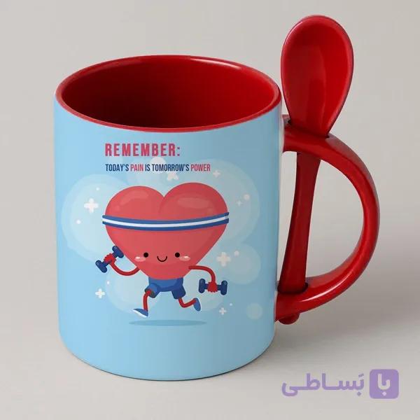 ماگ باشگاهی سرامیکی طرح قلب ورزشکار کد 025 — تصویر 1