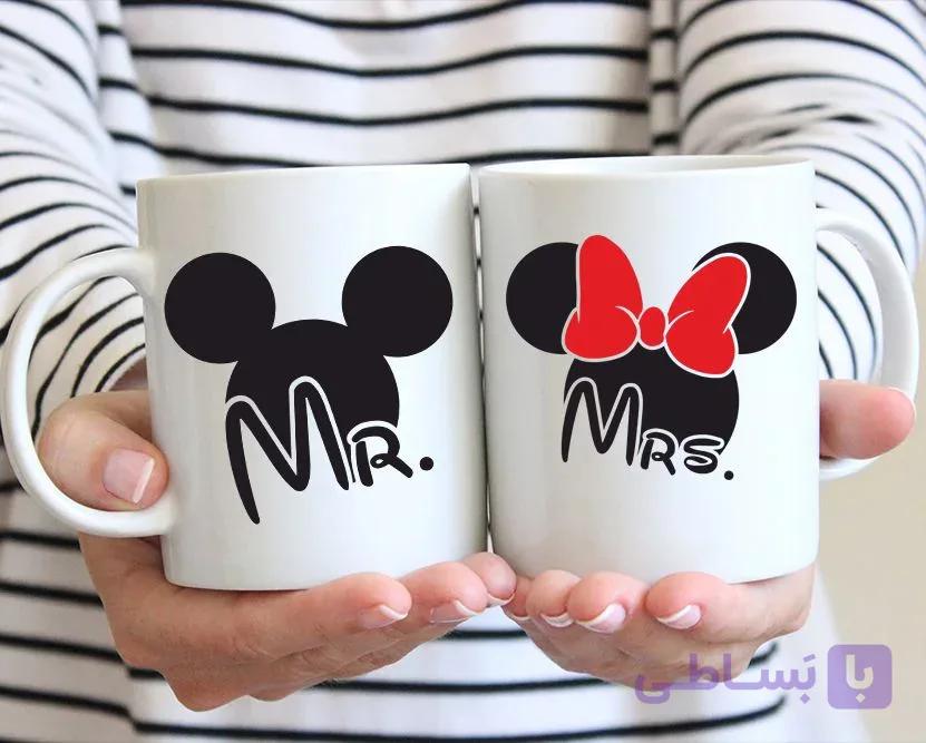 ماگ ست سرامیکی طرح Mr & Mrs میکی موس