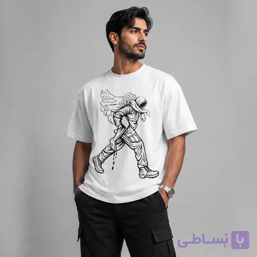 تیشرت باکسی طرح قهرمان حمید مهدوی — تصویر 1